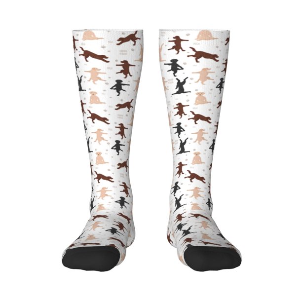 Fotbe Yoga Labrador Retriever Calcetas Divertidas Estampadas para Hombre y Mujer, Calcetas de Algodón hasta la Rodilla para Caminar, Correr, Enfermería y Embarazo