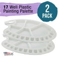 thumbnail image 2 of U.S. Art Supply Plastic 17-Well Artist Painting Palette with Thumb Hole - Non-Stick, Easy Clean, DIY Crafts, Watercolor, Oil, Acrylic Paint - (Pack of 2), 2 of 5