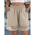 thumbnail image 5 of Women'S Casual Elastic Waist Lounge Shorts Comfy Lace Trim Summer Beach Linen Ruffle Shorts Apricot Color M, 5 of 9