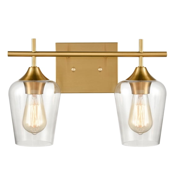 Claxy 2-Light Brass Vanity Lights Wall Sconce with Clear Glass Shade