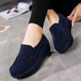 thumbnail image 4 of Women's Suede Leather Slip-on Shoes Wedge Moccasin Loafers Casual Walking Shoes Trainers Platform Sneaker, 4 of 5
