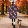 thumbnail image 2 of Wearable Lamb Fleece Blanket Hoodie,Pioneer Flower Floral Print Pattern Oversized Sherpa Blanket Hoodie with Super Pockets,Super Warm Fuzzy Pullover for Women & Men, 2 of 6