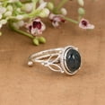 thumbnail image 3 of 925 Sterling Silver Genuine Moss Agate Cabochon Oval 9x7mm Vintage Oxidized Filigree Leaf Ring for Women, 3 of 10
