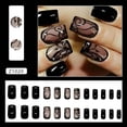 thumbnail image 2 of Uñas postizas adhesivas RTKHFZE cuadradas negras French tip 24 piezas, 2 of 7