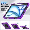 thumbnail image 5 of Case for iPad Air 11 Inch M3 2025/M2 2024 (7th/6th Gen) with Screen Protector, 360 Degree Rotating Kickstand Hand Strap Heavy Duty Shockproof Cover with Shoulder Strap, Purple, 5 of 7