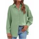 thumbnail image 2 of Craaazy Women's Relaxed Fit Collared Blouse, Solid Color Long Sleeve Button Down Top, Loose Comfy Cotton Casual Shirt for Spring & Fall Gifts, 2 of 5