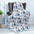thumbnail image 4 of Animal Soft Flannel Fleece Throw Blanket, Spring Birds Sparrows with Branches Watercolor Leaves Artwork, Cozy Plush for Indoor and Outdoor Use, 50" x 60", Royal Blue Sky Blue, by Ambesonne, 4 of 5