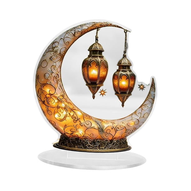 Adorno Eid Mubarak, decoración lunar de Ramadán, 2D, plano, creativo, ligero, arte artesanal Estilo B
