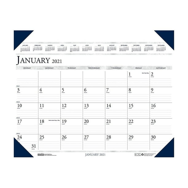 Blue Sky 2021 19 x 24 Desk Pad Calendar, Executive, Blue/Gray 18021