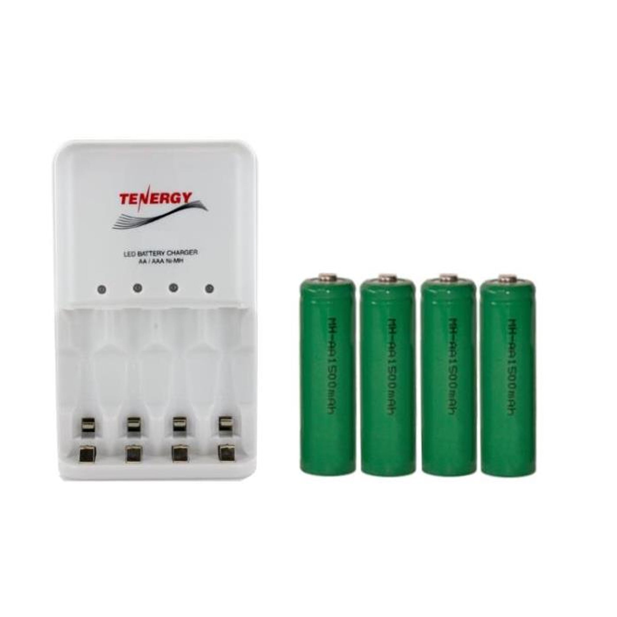 4 Bay AA / AAA LED Smart Battery Charger + 4 AA 1500 mAh NiMH Batteries