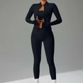 thumbnail image 2 of THDHVS Workout Sets for Women,Matching Sets Women Clothing,Women 2pc Long Sleeve Workout Jumpsuit Zip Up Sweatshirts Legging Sweatpants Black XL, 2 of 6