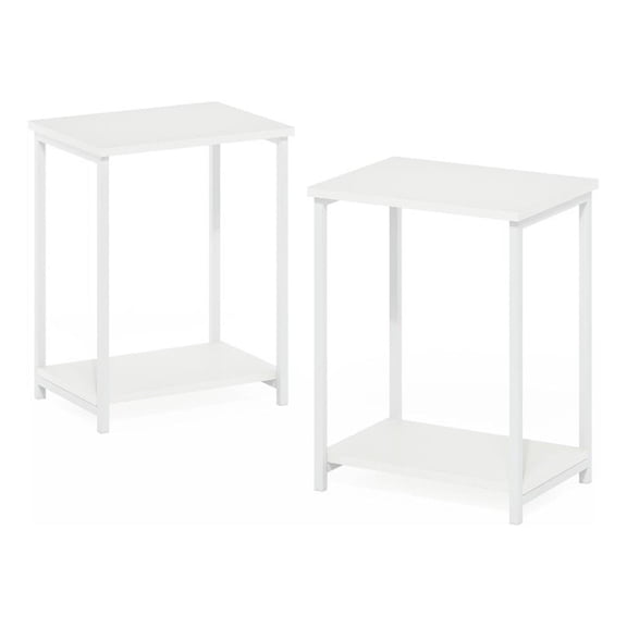 Pemberly Row Industrial Metal Frame End Table in 2-Pack in White