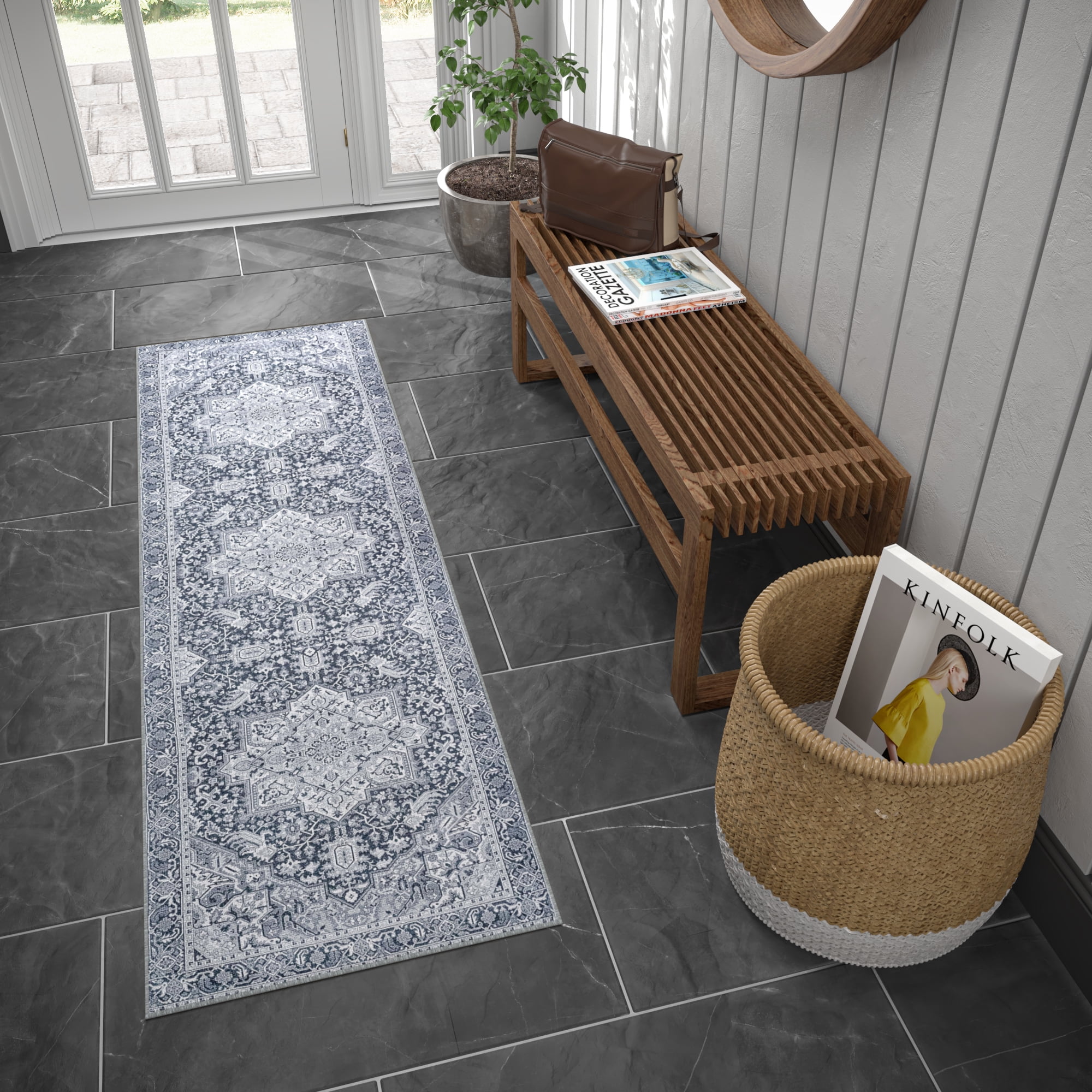 2x8 Modern Gray Runner Rugs for Hallway | Indoor Entry, Entryway, Walkway or Kitchen Rug 2'3'' x 7'3''