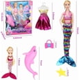 thumbnail image 2 of Muñeca de sirena mágica Baljinder con figura de juguete con delfín que cambia de color, 2 of 9