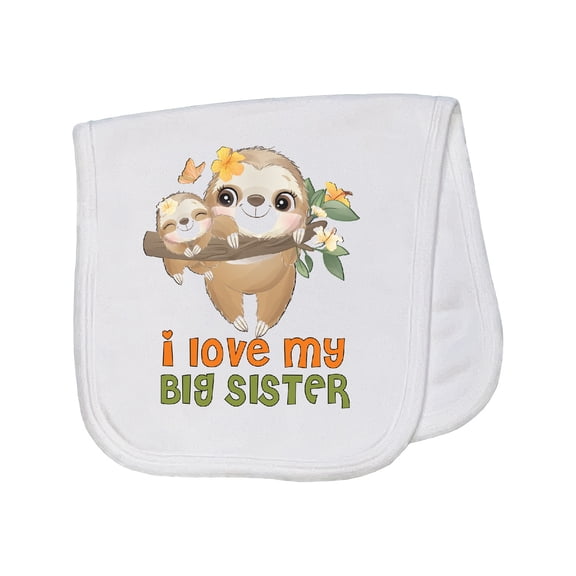 Inktastic Sloth I Love My Big Sister Baby Burp Cloth