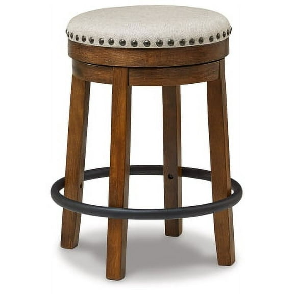 Signature Design by Ashley Valebeck 24" Counter Height Upholstered Swivel Stool, Brown/Black