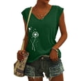 thumbnail image 3 of Playeras,Blusas y Tops,Ropa para Mujer Camisetas Sin Mangas Para Mujer Camiseta sin mangas con manga casquillo para mujer, cuello en V, color sólido, camisa informal, blusa suelta (Green, XL), 3 of 4