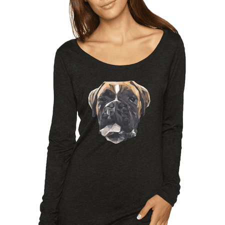 Boxer Dog Animal Lover Womens Scoop Long Sleeve Top