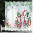 thumbnail image 3 of Ambesonne Christmas Shower Curtain, Nostalgic Gnomes Xmas Fun, 69"Wx75"L, Dark Pink Green Blue Grey, 3 of 4