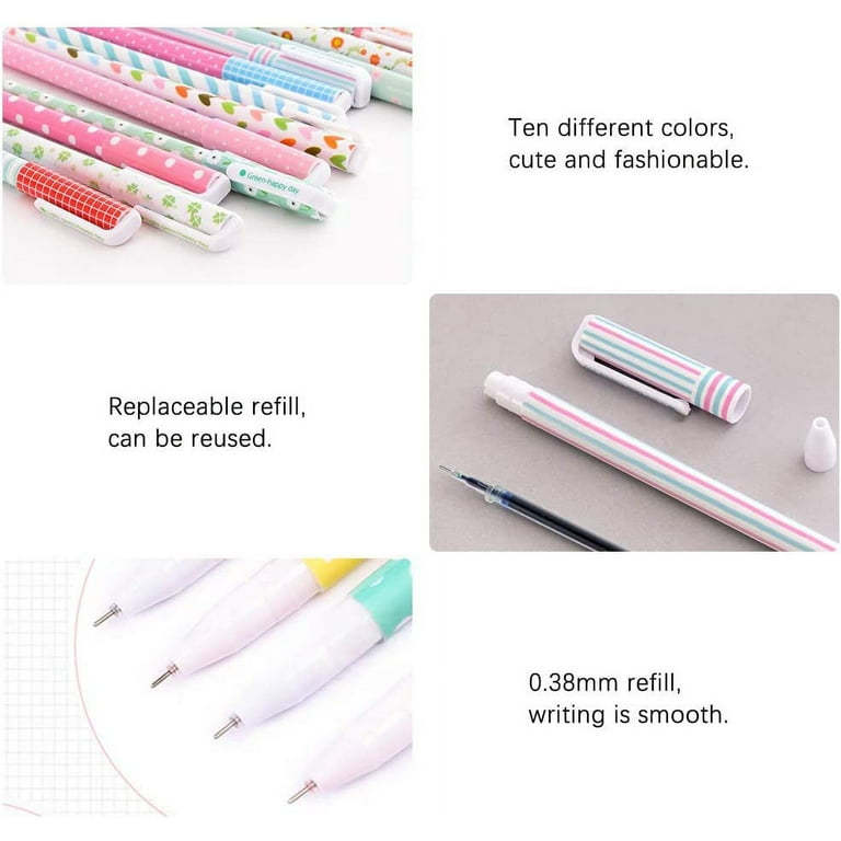 Reton 40pcs Gel Pens for Girls with 2pcs Pencil Case, Colourful Cute Ballpoint Pens Gel Ink Pen Color Pens Sets for Kids Girls Writing Drawing School
