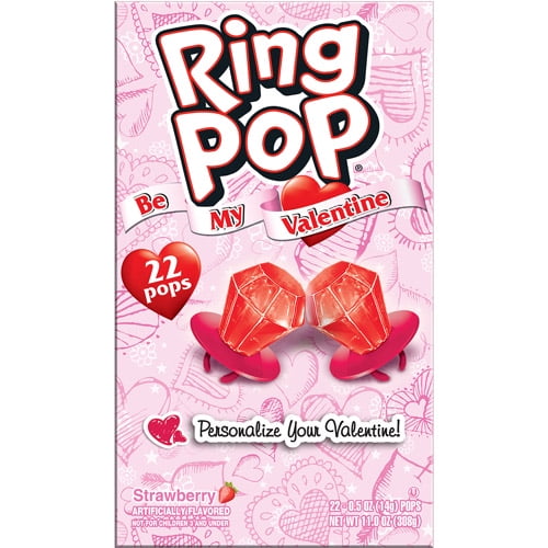 Ring Pop Valentine's Exchange Strawberry Pops, 11 oz