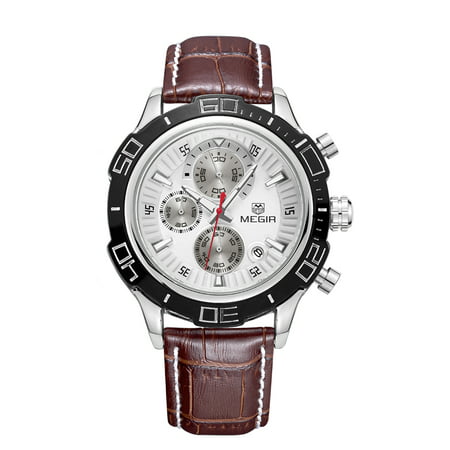 MEGIR New Style Mens Chronograph Luminous Quartz Watches Fashion Mans Analog Round Shiny Dial Top Brand Luxury Wristwatch for Men (Best Luminous Watches 2019)