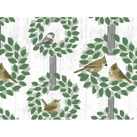 Pack of 1, Farmhouse Birds 24" x 85' Gift Wrap Cutter Box For Feminine, Birthday, Mother's Day