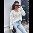 thumbnail image 4 of Suéteres de Otoño con Cuello Redondo de Crochet y Aberturas, Bonitos Suéteres de Invierno para Mujer, A S, 4 of 10