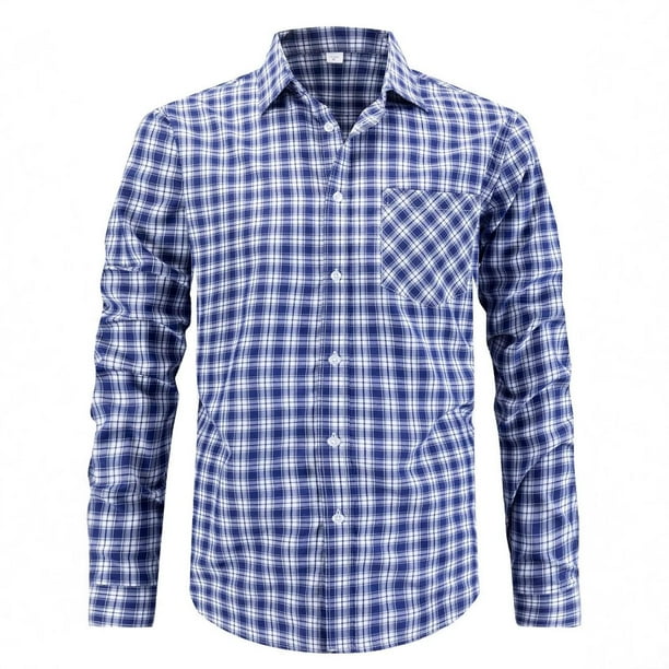 Blusa y camisa de manga larga con cuello vuelto para hombre, blusa informal a la moda con botones, cómoda y de manga larga con cuello vuelto, blusa de poliéster para hombre.