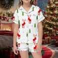 thumbnail image 2 of Boy Pajamas Size 12 Kid's Summer Homewear Boys Girls Cartoon Bat Printed Short Sleeve T Shirt Short Pants Pajamas Suits Children's Clothing Z0L-White, 12-13 Years, 2 of 4