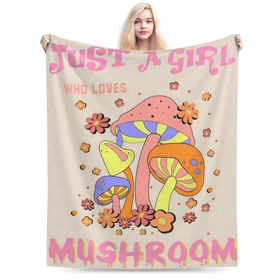 Cute Mushroom Fleece Throw Blanket for Both Men and Women 50x40