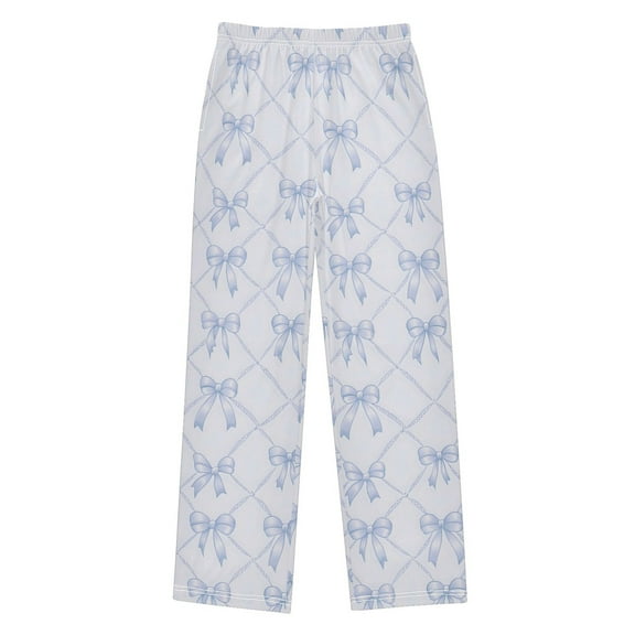 joogoo Bows Checkered Blue Pajama Pants Pj Bottoms Sleepwear Lounge L