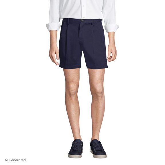 Lands' End Men's Comfort Waist Pleated 6 Inch No Iron Chino Shorts