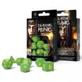 thumbnail image 1 of Q-workshop QWOSCLR2F Classic Runic Dice, Green & Yellow - Set of 7, 1 of 1