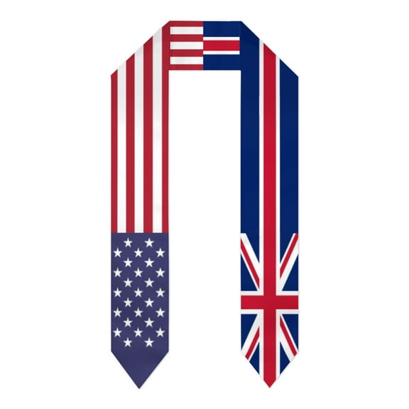 United Kingdom GB & USA United States Flag Shawl Sash Stole Graduation Shawls Wraps Scraf For International Study