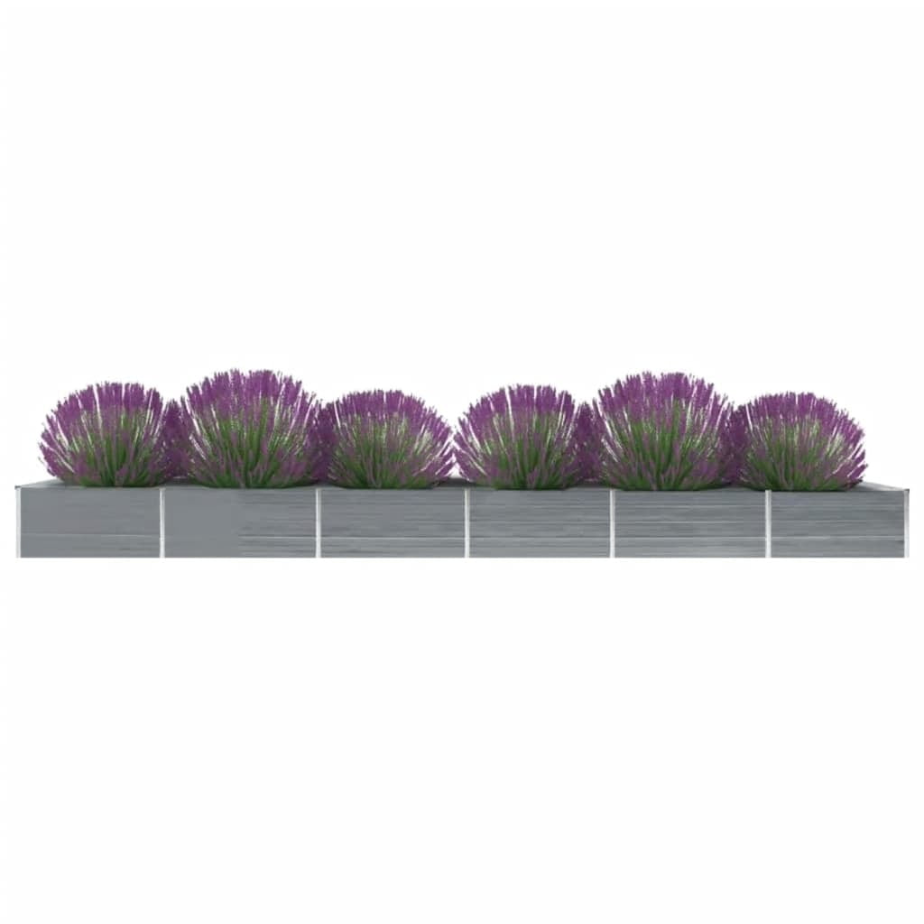 vidaXL Raised Garden Bed Flower Bed Galvanized Steel Outdoor Planter Gray