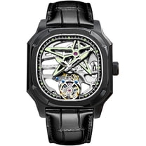 AESOP Real Tourbillon Skeleton Hand-Wind Mechanical Wrist Watch Men Sapphire Crystal Manual Wind Business Dress Hollow Dial Clock Man Super Luminous Stainless Steel Leather