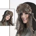 thumbnail image 4 of Gorro Ushanka de trampero, cálido gorro de piel de soldado ruso con orejeras para esquiar en invierno., 4 of 4