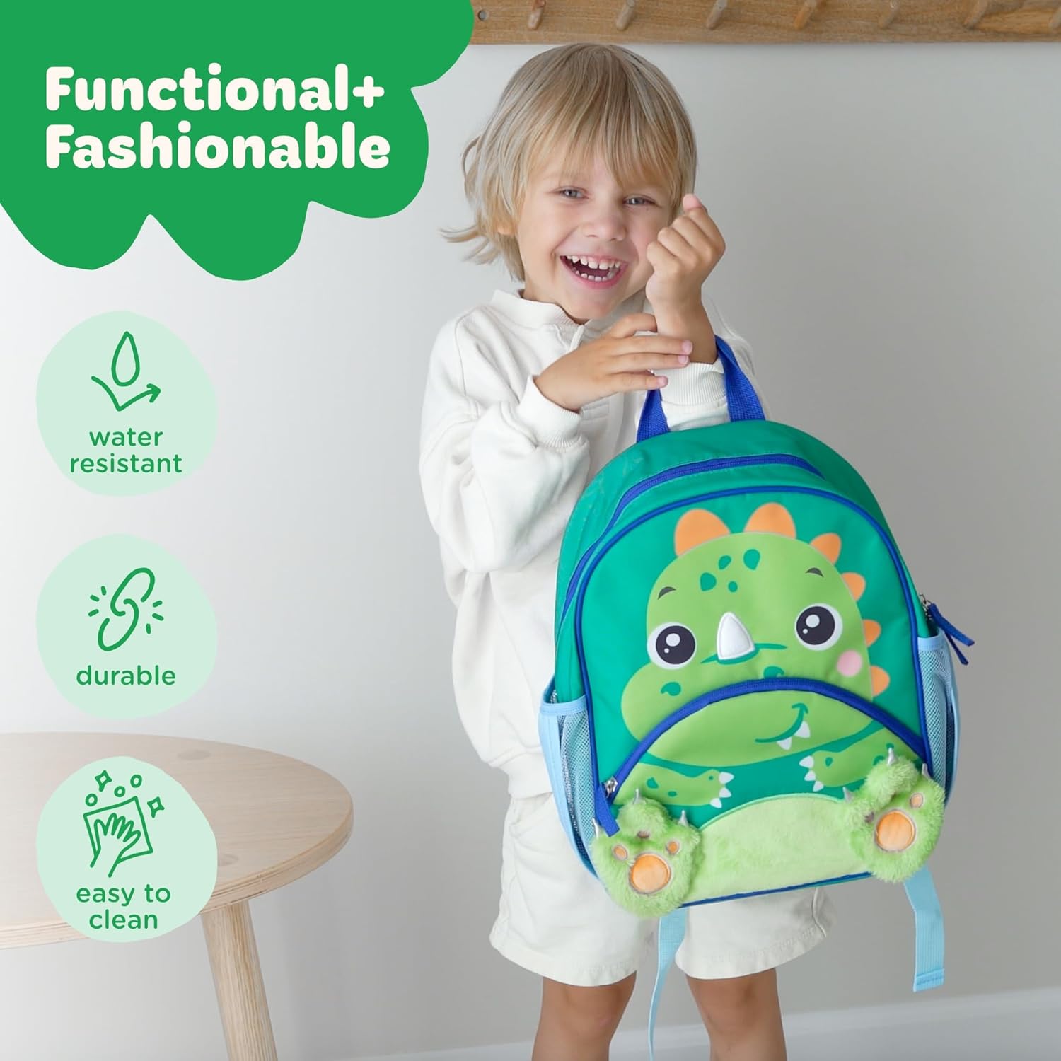 Mochila de dinosaurio para niños pequeños, para preescolar, kindergarten, tamaño pequeño, para niños y niñas de 2 a 5+ años 2