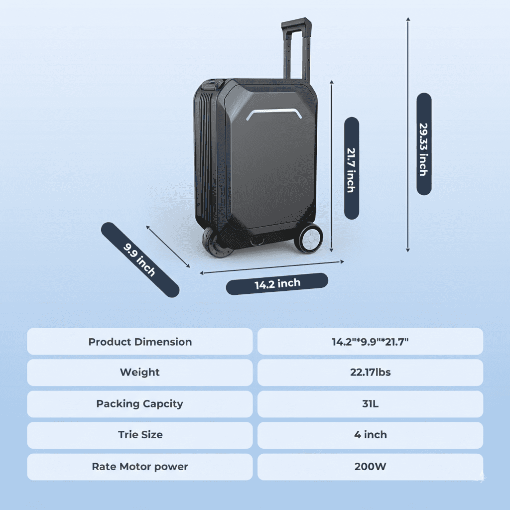 GOLUCKY 22" Smart Rideable Carry-On Luggage, Motorized Suitcase with App Control, TSA-Approved, Zipperless Hard Shell & Removable Battery for Air Travel, Gray