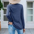thumbnail image 4 of Blusa con retales con purpurina, cuello redondo, lentejuelas, manga larga, holgada, informal, suave, túnica para mujer, azul purpúreo M, 4 of 6
