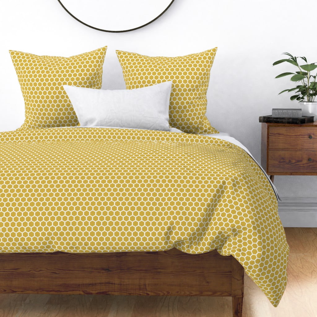 Roostery Duvet Cover Bees Honeycomb Gold Bee Mustard Geometric Hexagon Print Twin 100% Cotton Sateen Duvet Cover Roostery Duvet Cover Bees Honeycomb Gold Bee Mustard Geometric Hexagon Print Twin 100% Cotton Sateen Duvet Cover