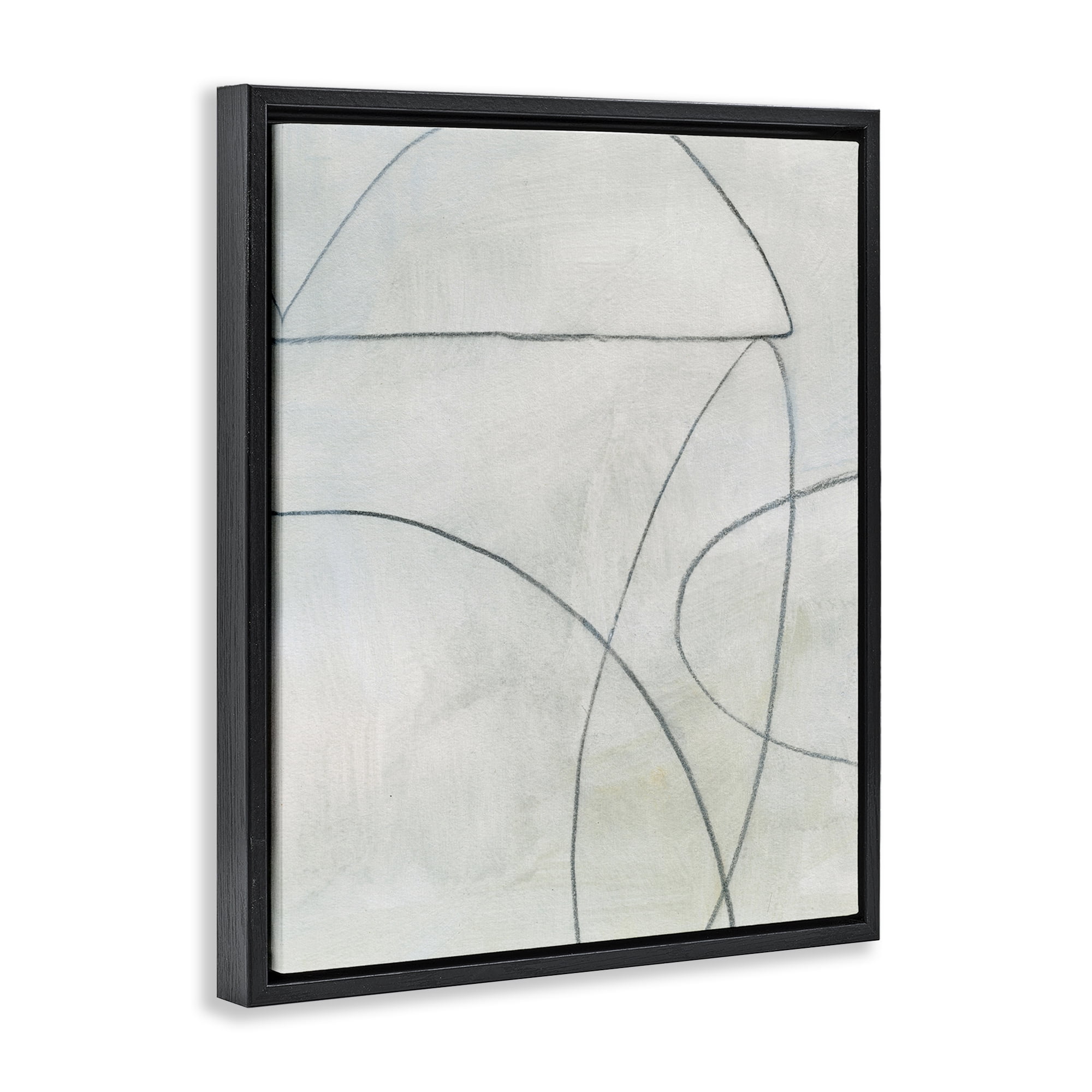 Stupell Industries Shapes Sketch on Grey Abstract Drawing Black Floater Framed Canvas Art Print Wall Art, 17 x 21