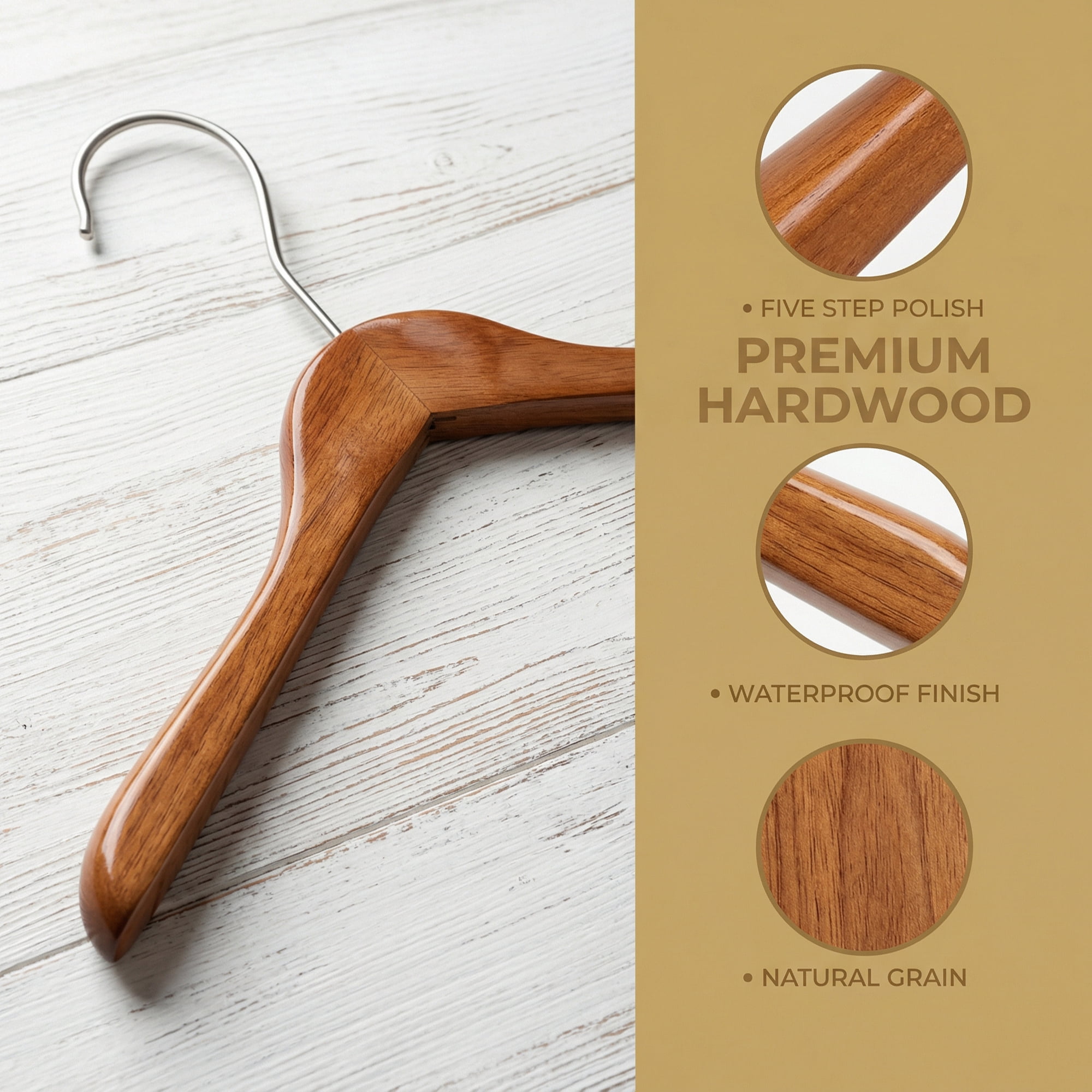 Unique Bargains 2Pcs Wood Space Saving Storage Pants Shirts Hanger Brown