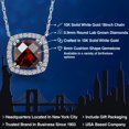 thumbnail image 2 of Gem Stone King 10K White Gold Red Garnet and White Lab Grown Diamond Pendant Necklace for Women | 1.06 Cttw | Gemstone January Birthstone | Cushion Checkerboard 6MM | With 18 inch Chain, 2 of 6