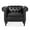 Black, variant on Hassch PU Leather Upholstered Chesterfield Armchair with Tufted Backrest and Solid Wooden Legs, Comfy Accent Sofa Chair for Home Office, Living Room, Bedroom (Black)