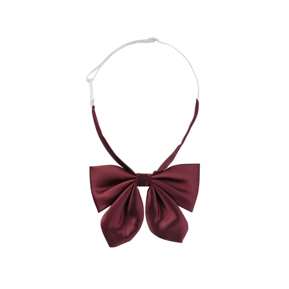 Unique Bargains Women Pre-tied Bowknot Bowties Adjustable Bow Tie Solid Color Dark Red