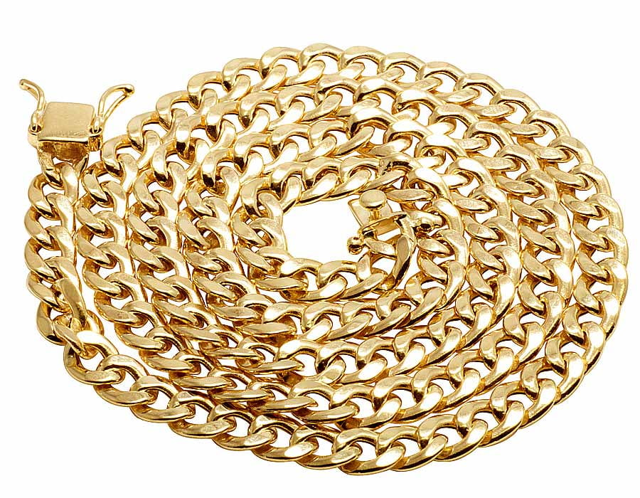 10K Yellow Gold Hollow Miami Cuban Link 7MM Chain Necklace 24-36 Inches-24" by