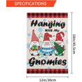 thumbnail image 3 of christmas gnome garden flag hanging with my gnomies flag christmas garden flag gnome garden flag christmas outdoor flag 12x18 double sided burlap merry christmas flag, 3 of 6