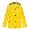 thumbnail image 2 of Bxsruta Women Solid Rain Jacket Outdoor Hooded Raincoat Windproof Top, Yellow 3XL, 2 of 5